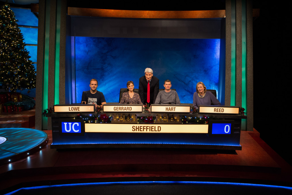 Ruth Reed and the Sheffield team with University Challenge host, Jeremy Paxman